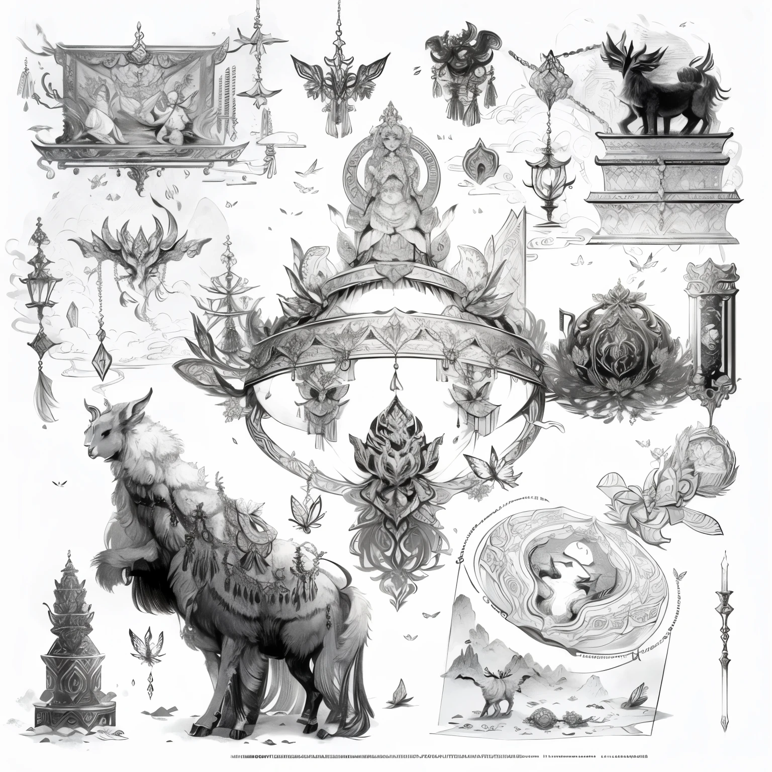 mythological butterfly with lamb head, intricate details illustration, engravings, ornamental aesthetics intricate, ivan shiskin, intricate ornaments, intricate elements, intricate fine ornaments, thomas veyrat intricate, detailed illustrations, alexandra fomina, elaborate ink illustration