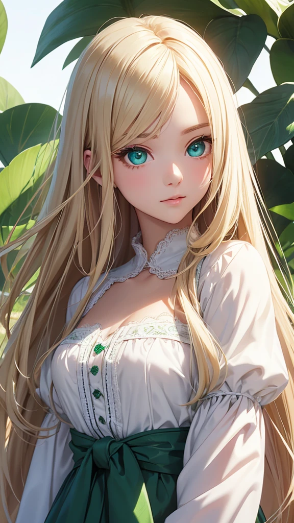 Flower Princess, Rapunzel, Beautiful, Glowing yellow glow, Long blonde hair, Green eyes, Lilac flower dress, Green ivy, Nice young face, Soft tan skin, Concept art portrait by Greg rutkowski, Art germ, Ultra-detailed and intricate Gothic art trends in Artstation ternary colors, Fantastical, intricately details, Splash screen, Complementary colors, fantasy concept art, 8K resolution, Oil painting, Heavy strokes
 sultry look, seductive,
