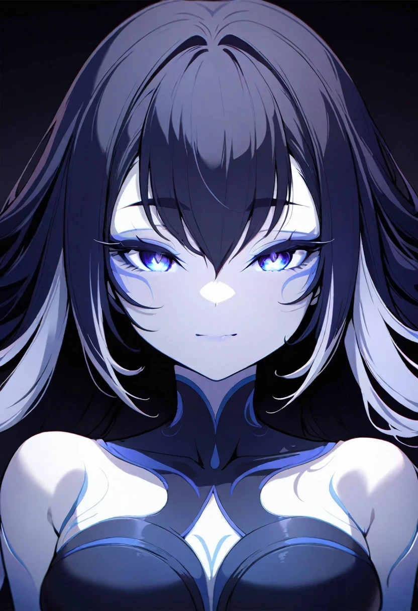 ((shylily)).((masterpiece)), ((high detail)), 1girl, ((ultra-detailed)),((delicate face)), Beautiful detailed eyes, gradient hair,hairs between eyes, GSHead,1girl ,solo, black THEME background,look at the viewer