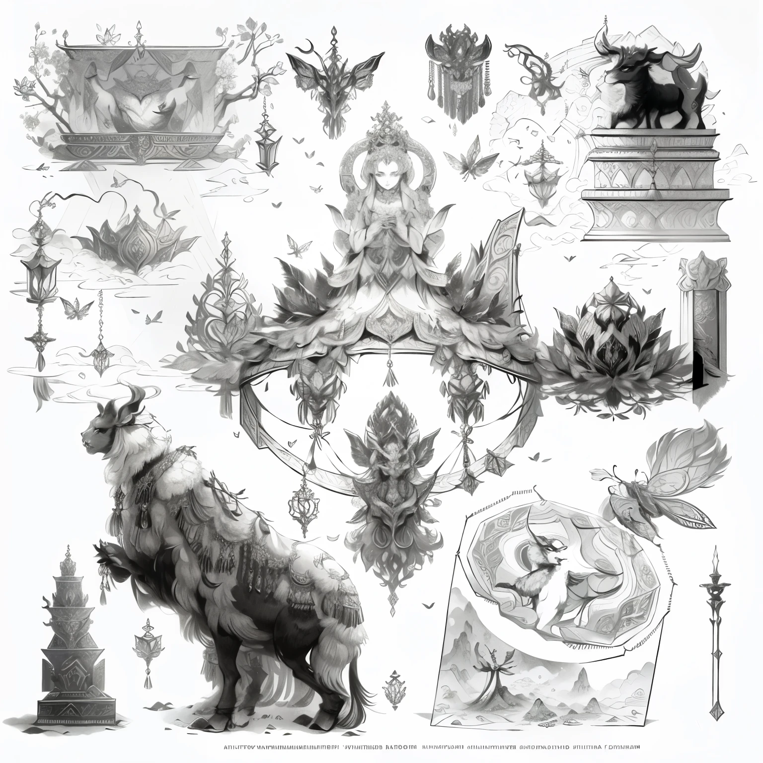 mythological butterfly with lamb head, intricate details illustration, engravings, ornamental aesthetics intricate, ivan shiskin, intricate ornaments, intricate elements, intricate fine ornaments, thomas veyrat intricate, detailed illustrations, alexandra fomina, elaborate ink illustration