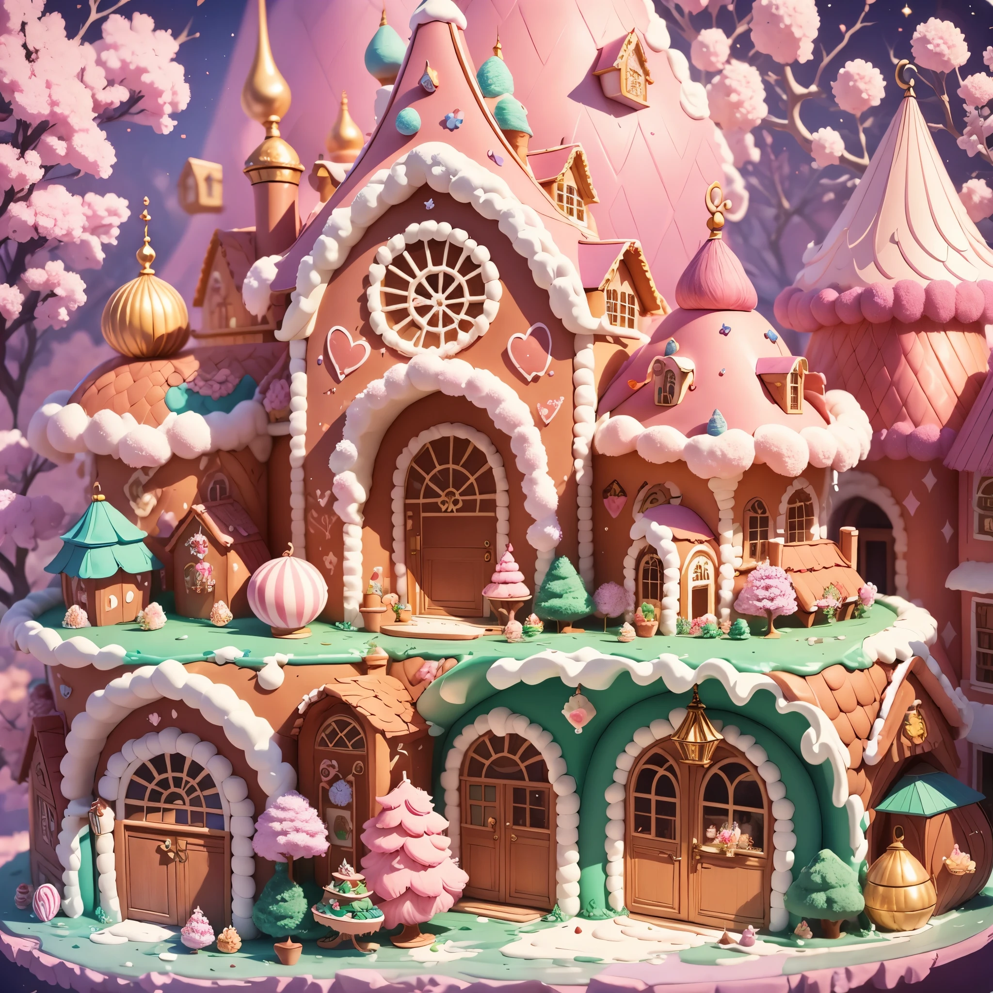 a chocolate wall castle, cookie window, cotton candy roof,pastel colors, dreamy lighting, fantasy setting, sweet aroma, enchanting atmosphere, mouthwatering details, intricate architecture, magical surroundings, sugary delight, vibrant and whimsical, fairytale-like scenery, visually stunning, exquisite craftsmanship, delectable beauty, intricate sugar sculptures, delightful textures, creamy and smooth, indulgent treats, confectionery paradise, luscious and tempting, sugary wonderland, deliciously magical.