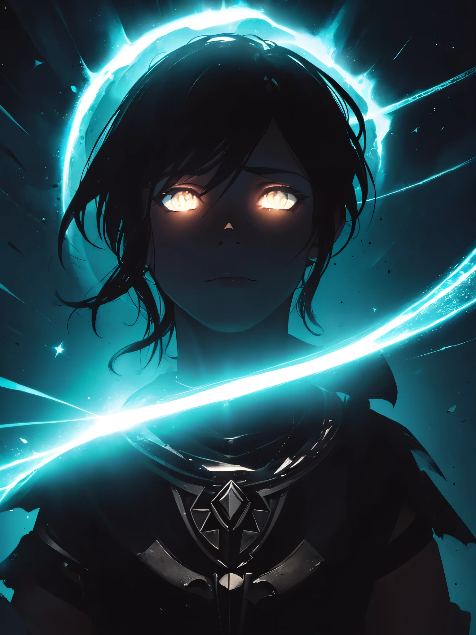 (((FORMATO PORTADA DE LIBRO))) (((FONDO OSCURO CON HUMO NEGRO, LIGHT AND SMALL FLASHES OF LIGHT SCARED AROUND THE BACKGROUND))) (((MARCO DORADO SINSELADO)))