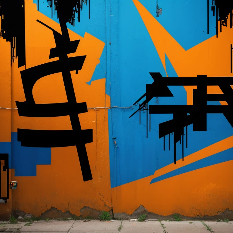street graffiti background with the colors orange, blue and black