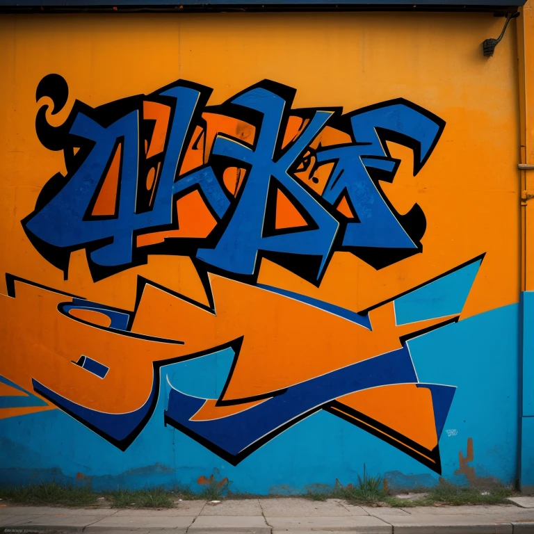 street graffiti background with the colors orange, blue and black