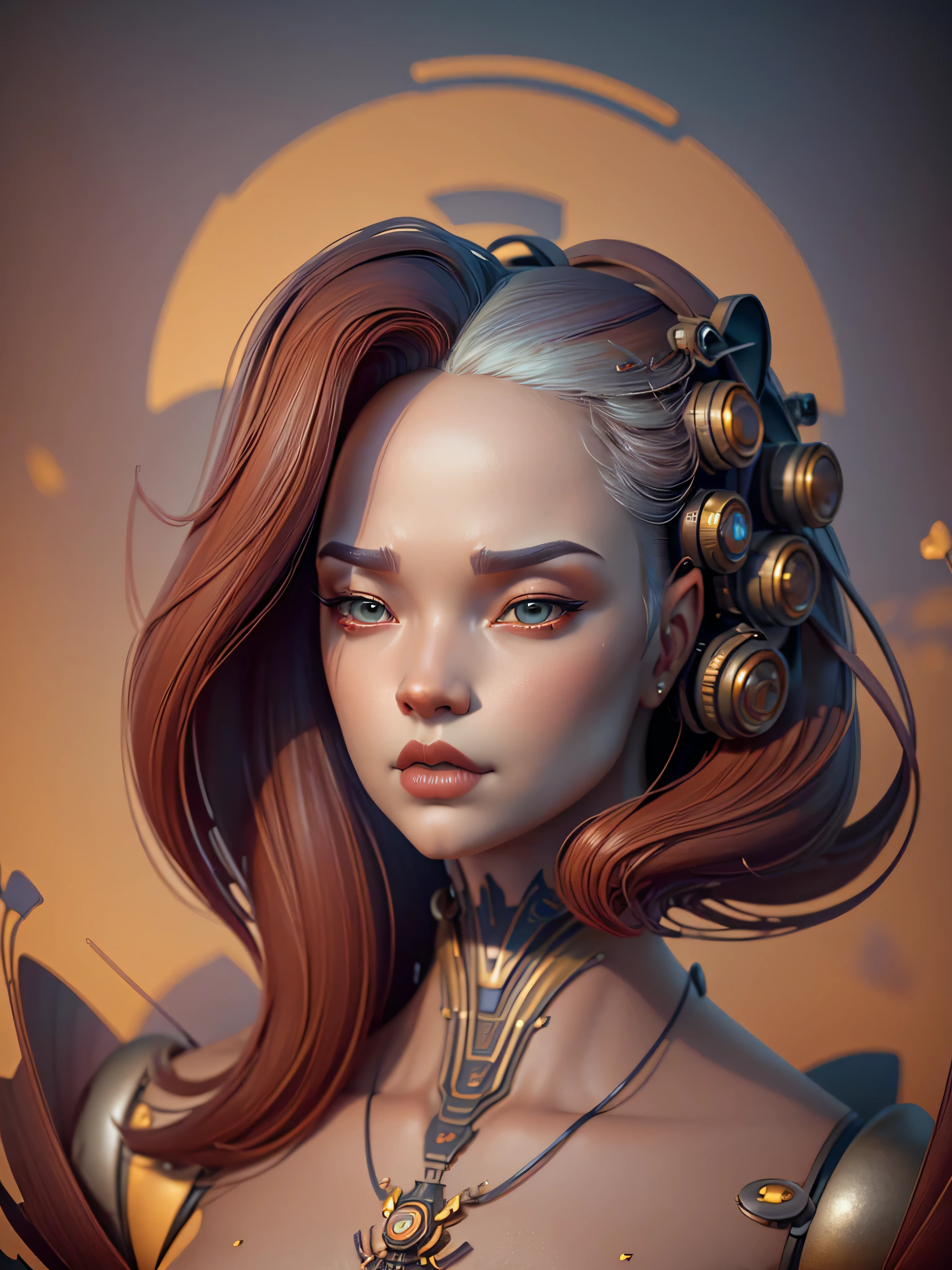 there is a robot with a large head, cyber steampunk 8 k 3 d, detailed humanoid, cinematic 3d render, art nouveau octane render, hyperdetailed fantasy character, portrait of a humanoid alien, portrait of female humanoid, small character. unreal engine 5, intricate 8 k render, 8 k cg render, 8k portrait render