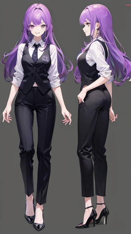 highest quality, masterpiece, high resolution,only {Black business suit:1.40} {tie:1.20} {sunglasses:1.25} {White gloves:1.15} { White shirt:1.10} {Black Skirt:1.15} good looking {Medusa_FGO:1.15} length_hair, purple_hair, very_length_hair, purple_eye, chest, big_chest