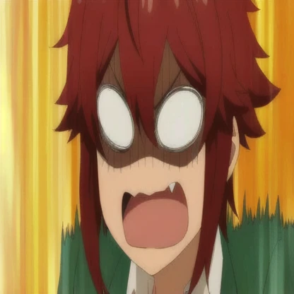 um close de uma pessoa com cabelo ruivo e uma jaqueta verde, Coringa parece Naruto, 8k!, pernicioso look, pernicioso!!, Kentaro Miura!, devious evil expression, in my hero academy, pernicioso expression, tem um olhar penetrante, boku no hero academia style, inspirado em Okumura Masanobu