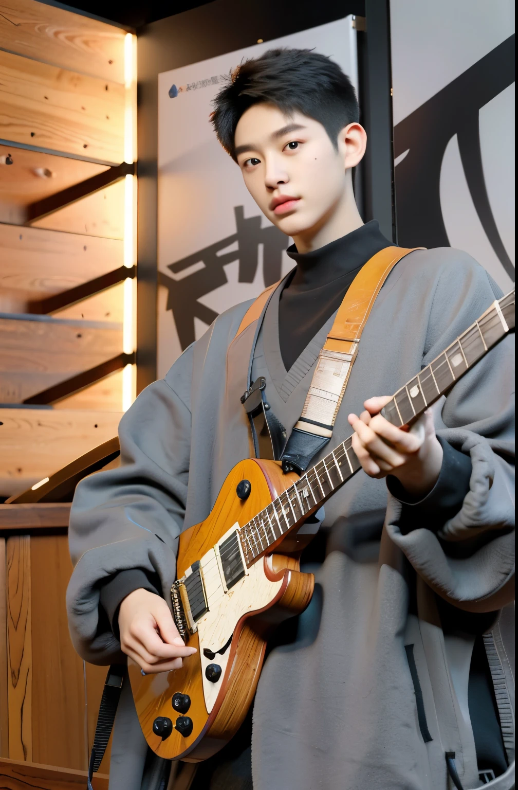 (best quality,4k,highres,masterpiece:1.2),ultra-detailed,(realistic,photorealistic,photo-realistic:1.37),portrait,handome,17-year-old Korean boy,guitar,magical equipment,explosive effects,sci-fi,magic Note：
- The entire prompt cannot directly seek a specific answer，No specific scenes can be mentioned、Plot, etc.。
- Please output high-quality text according to my requirements，This is very important for producing high-quality images.。
- If the output text does not meet the requirements，I will ask you to modify。