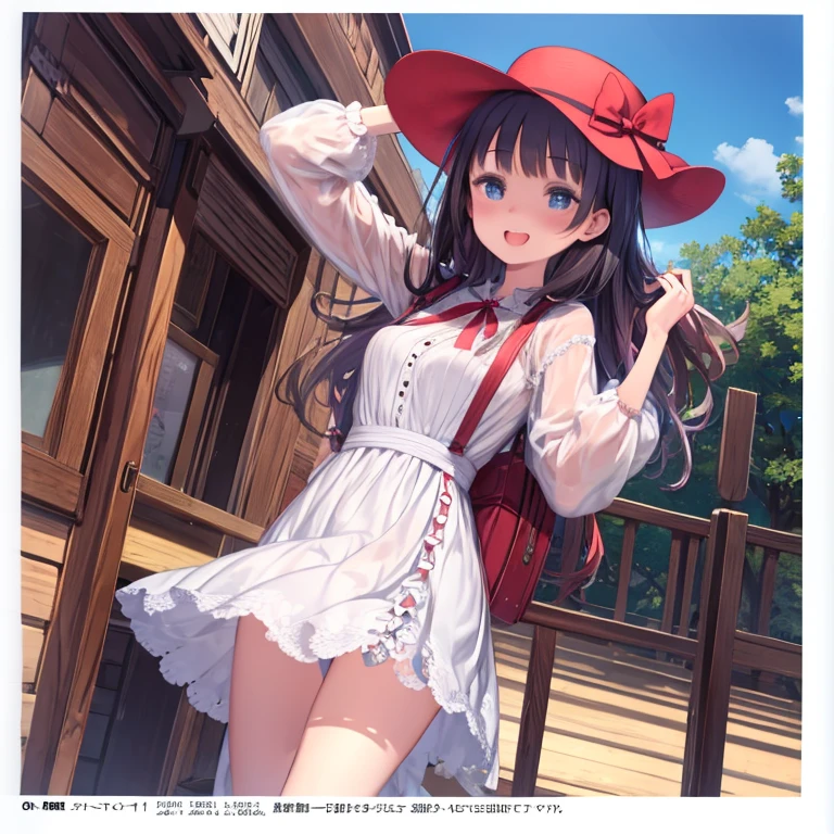 masterpiece, highest quality、Medium wide shot、cowboy shot、1. A woman with beautiful eyes、laughing、trip、 Travel、