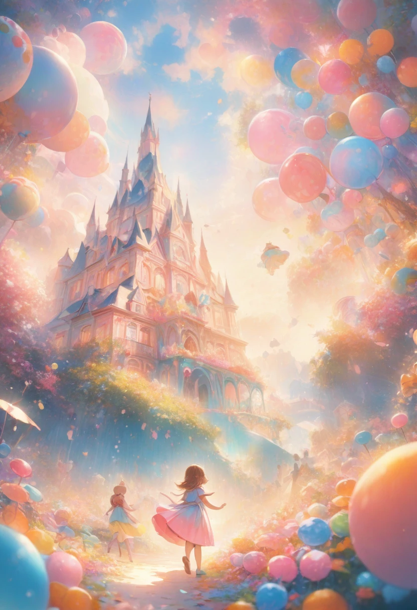 (best quality,4K,8K,high resolution,masterpiece:1.2),Super detailed,illustration,Colorful candy paradise scene,Sweet Candy House,Vibrant Candy Tree,Marshmallow clouds floating,Colorful Candy Rain,Happy kids playing,fantastic colors,pastel colors,whimsical atmosphere