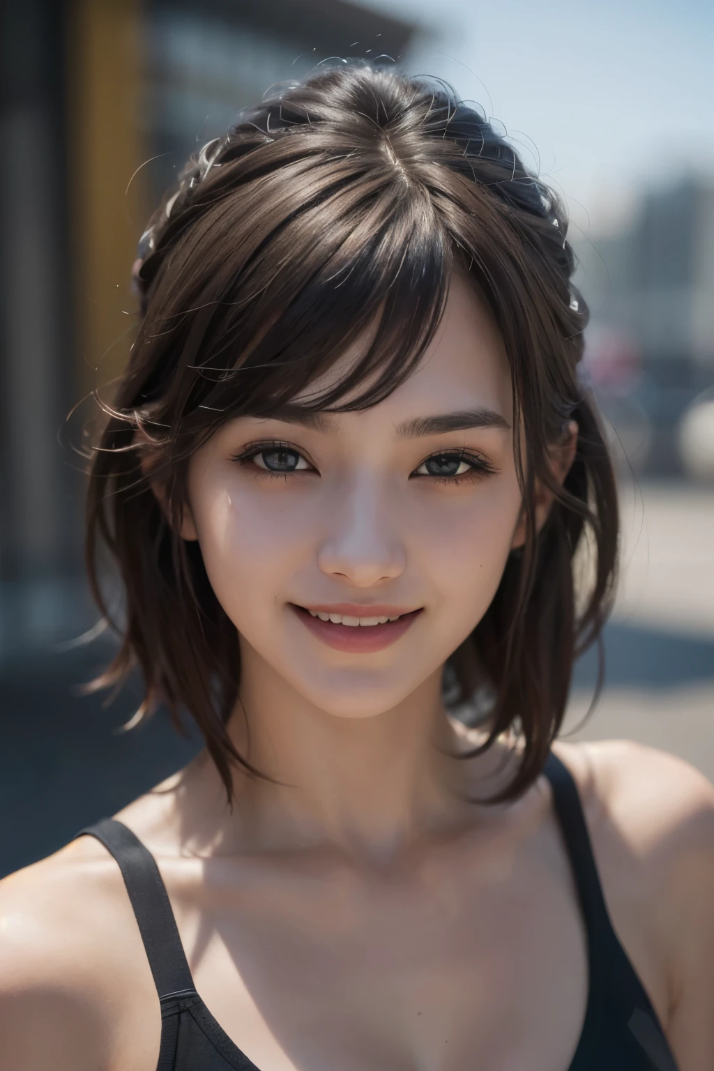 1 girl,looking at the viewer,Upper body,alone,highest quality,(photorealistic:1.4),8K,realistic,photo shoot,realistic texture,HDR,masterpiece,very detailed,Professional,ultra high resolution,portrait,  smile