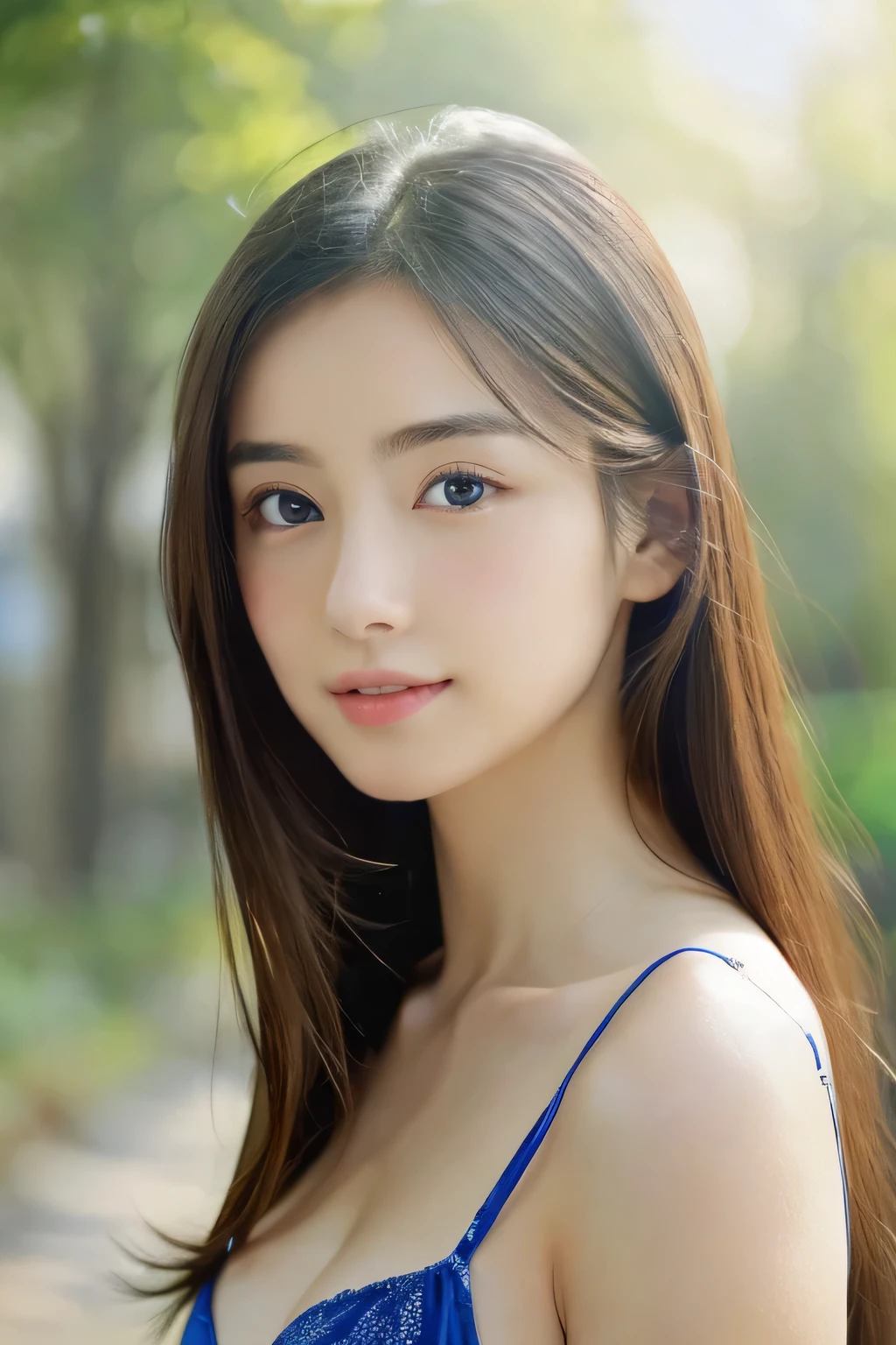 (((32k,high details,high detail、masterpiece,attention to detail,alone))),Raw photo & realistic atmosphere,beautiful dark blue eyes,detailed mouth,glossy lips,thin eyebrows,fine eyes、Soft white skin that shines in every detail、her deep black eyes are so beautiful,lip details、very beautiful face,very well-shaped face、lifelike face,shining beautiful lips,beautiful eyebrows,infinite reality, Realistic young gravure idol,she'she'she'she'she'she's a very cute woman , young gravure idol, young gravure idol, Very beautiful and cute 21 year old beautiful girl,incredibly beautiful and classy,21 year old beautiful girl,natural soft light,(shiny hair,,Beautiful and kind eyes:1.5),gentle smile,well-shaped chest,medium long hair,tie hair,beautiful posture,no makeup,think ahead,bikini,Bikini,