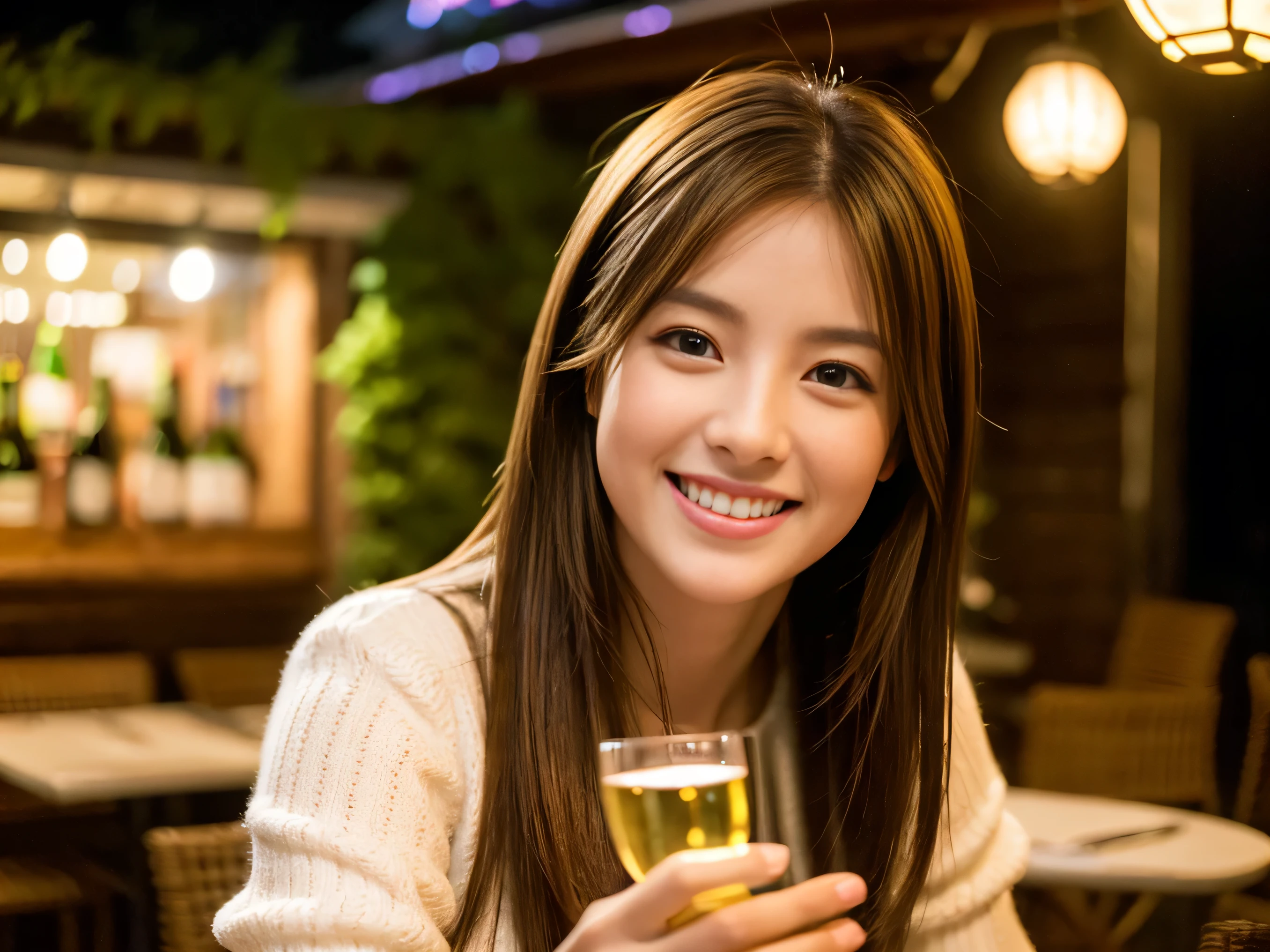 ((highest quality、8K、masterpiece:1.3))、sharp focus:1.2、beautiful woman perfect body:1.4、slim abs:1.2、((Bob Hale、straight hair:1.2))、(to be born, highest quality, masterpiece:1.5), (realistic, intricate details:1.2), ultra high resolution, confused,bright image、2 Wine Beauties, beautiful face, blue eyes, fine eyes, symmetrical eyes, light shines on your face, blush your nose, short hair,Spectacular view of the sunset sky and clouds、Amazing mountain views、A bright smile、A lovely woman with a smile、The woman's face is bright、fox face、lady、Wine Party、hors d'oeuvre、Italian food、2 beauties、brown hair、shortcut、long sleeve shirt、winter fashion、dress、Japanese、Englishman、Dutch、German、Belgian、Italian、French,Wine bottle、hors d'oeuvre、Champagne、sparkling wine、Pretty Woman 1, (slim face), (Because I'm slender), (brown hair), (shortcut), cheeks turn a little red, (34 years old), 39 years old, attractive beauty、, A beautiful and detailed night view spreads out outside the window.........., restaurant, sitting in a wine glass, At night, in a prominent place (from the waist up) nova frog style, actress, model, Upper body, White wine, slim, wine glass, very beautiful night view, wine glass placed in the middle, Smile, (smile: 1.15), beautiful fine eyes, Depth f/2,saturation, high contrast, strong light and shadow,moist body:1.5、3D texture、delicate eyes、brown hair、The hair is very shiny、
