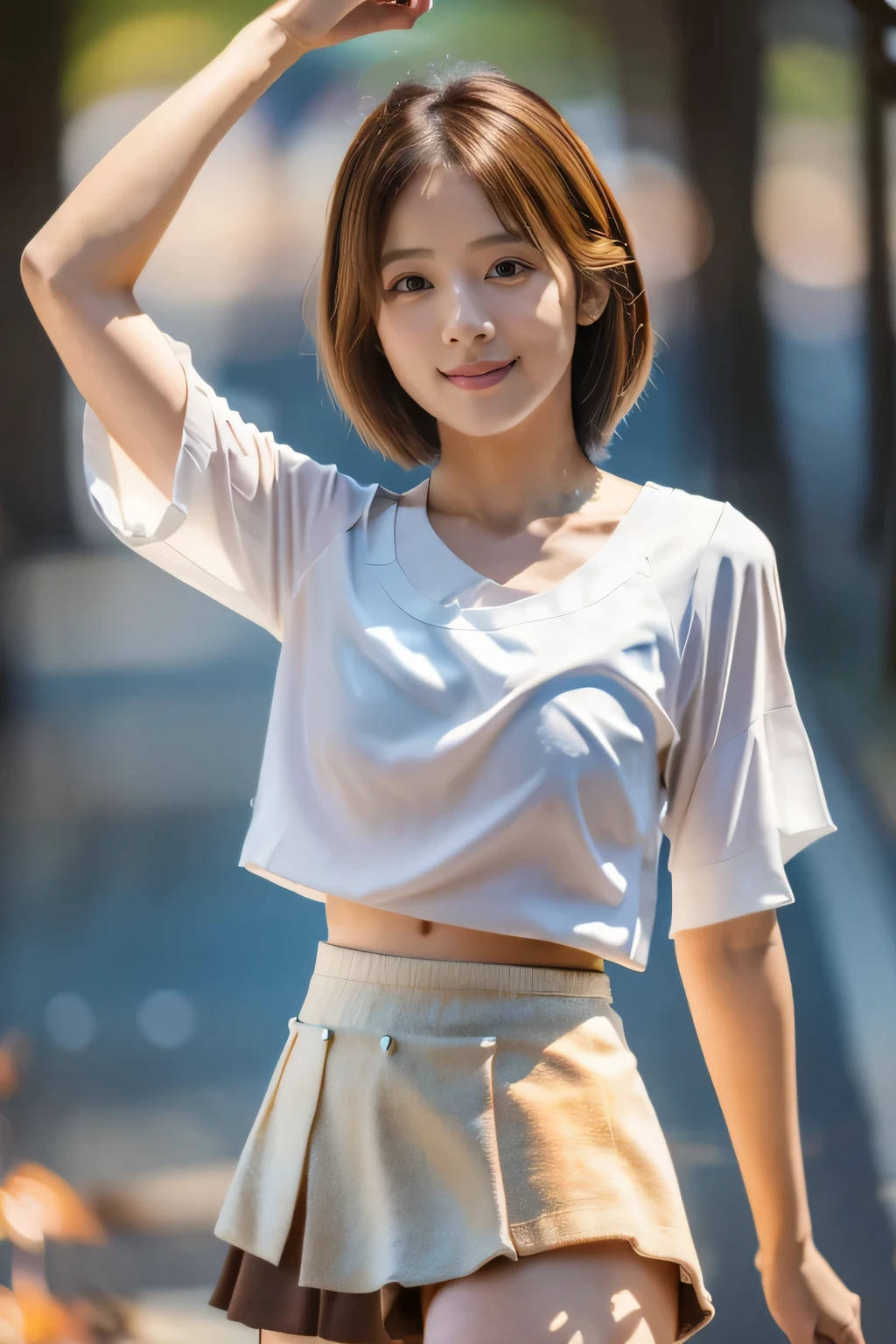 (At the yacht harbor:1.5)、(Wearing a baseball cap on a summer day:1.5)、(A cute smiling 18-year-old woman:1.5)、(Tanned skin:1.5)、(The best quality at its best:1.4), (Super detailed), (Very detailed CG unified 16k), Beautiful woman with perfect figure: 1.4, Sharp focus: 1.2, Very detailed, High-quality RAW color photos, Professional photography, Great face and eyes, cosmetics, (Stunningly beautiful), ((A sexy white tank top on bare skin:1.5)), (Tight mini skirt:1.5)、Realistic movie faces, Full body long view from head to toe, Realistic, ((Realistic natural orange red hairstyle)), ( Short Bob Hair:1.5), (necklace:1.5)、, Very beautiful face, Perfect model beauty, Mouth swelling, Very detailed face and skin texture, Fine grain, double eyelid, Medium chest, (masterpiece), Highest quality, High resolution, Very detailed, Blurred Background, Depth of written boundary, Cinema Lighting, Great legs, , Clear, well-maintained skin,((Full body shot from head to toe:1.5))