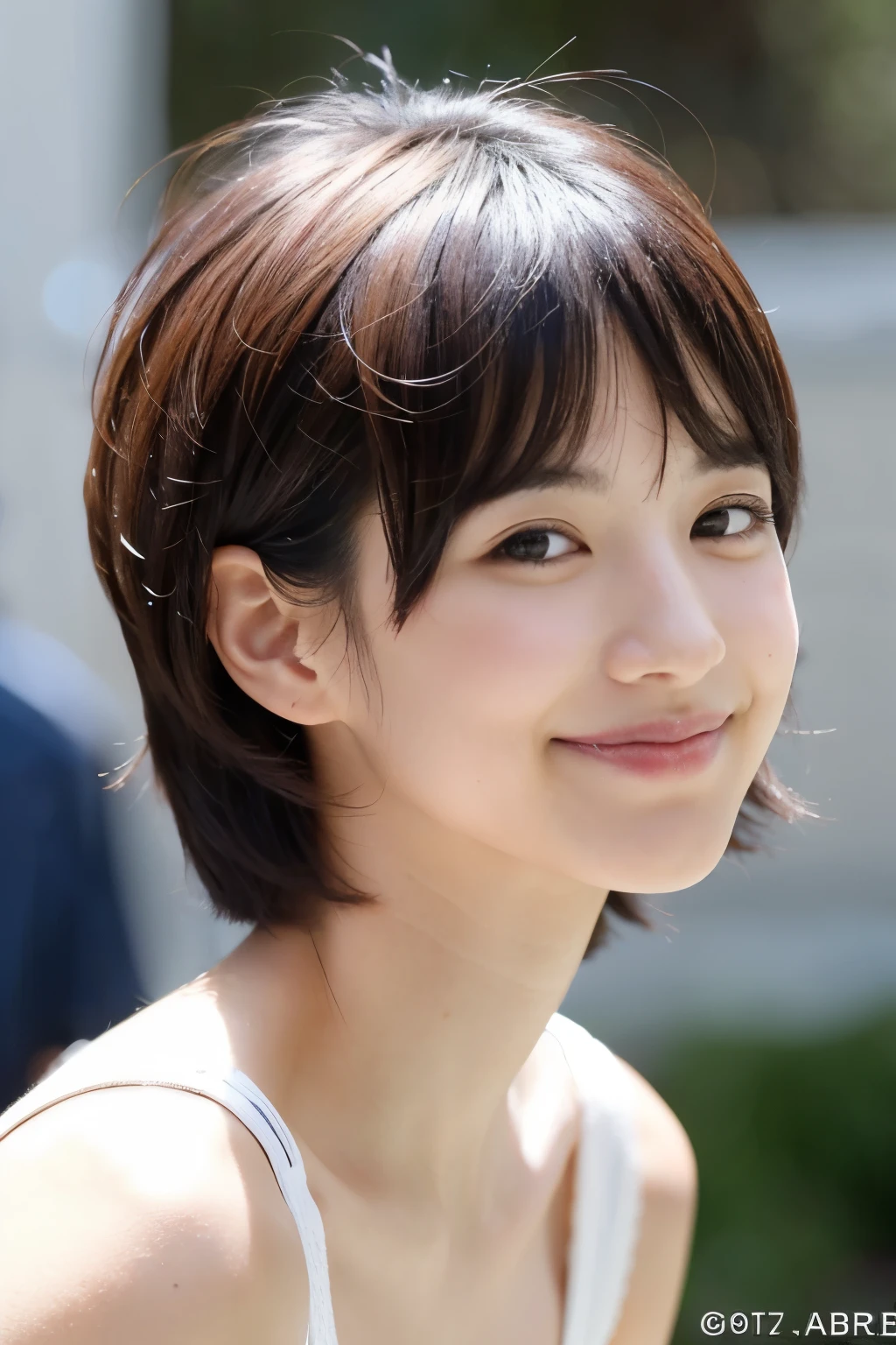 Boyish Short Hair Pixie Cut Smile