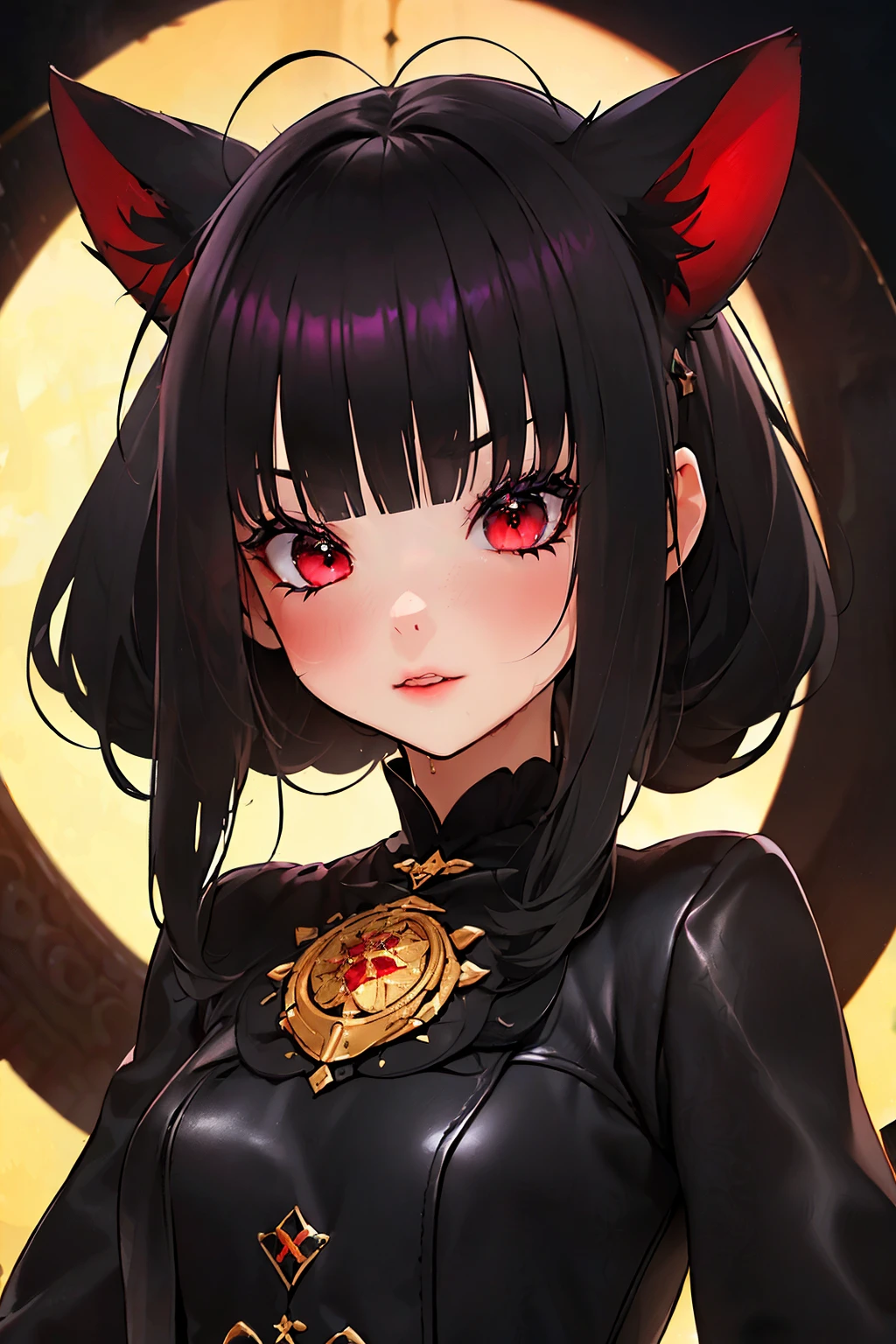 ,((long hair slightly wavy slightly past the shoulders, black bangs, small black pigtails on the sides, cute cat ears, beautiful thin red eyes,)),(obra maestra:1.2), Mejor calidad, (illustration:1.2),Enfoque ocular,(Resplandor magistralmente elaborado:1.3), (ultra detallado), hiper detalles, (delicado detallado), (Detalles intrincados), (cinematic light, Mejor calidad Backlights), clear line,Only women,(miedo,pesadilla,strain,suspenso,Asesinato), Only women, Cuerpo perfecto, (1 chica), (Cabello bioluminiscente brillante, brillantes ojos rojos brillantes), (together drenched in blood),(ropa translucida:1.1), ojos bien abiertos,together, (dynamic:1.2), ((constituir)), alto contraste, (Better lighting, un extremadamente delicado y hermoso), ((cinematic light)), vistoso,((Pintura al pastel con Photoshop:1.1)), horror, (cinematic masterpiece), feroz, poderoso, salpicaduras de sangre, absolutamente llamativo, ((salpicaduras de sangre coloridas en el fondo, dulux,)), ((caustic)), dynamic angle,hermoso brillo detallado, (cautivador),(Intricate and detailed cinematic background),aterrador, fondo adornado, detailed magic circle, esquivar color, desenfoque de movimiento ligero, salpicadura de sangre, luz negra arremolinada alrededor del personaje, profundidad de campo,black light particles,(vidrio roto),magic circle, grotesque scene, (holy war action scene, intrincado campo de batalla),(Matanza:1.1), Lluvia roja, (lloviendo sangre)