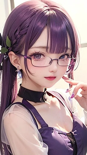 small face、 (alone:1.5,)Super detailed,bright colors, very beautiful detailed anime face and eyes, look straight, shiny_skin,girl, (((rainbow colored hair, colorful hair, Half red、Half purple hair: 1.2))), 、shiny hair, delicate beautiful face, blush、Glasses、(turquoise eyes), , Valletta, earrings,、flower garden、sunset、(((See-through、Stylish leotards、Lace mini skirt,Translucent shirt)))、(twin tails)、smile、happy face、face dyed red、cheerful pose、dynamic、