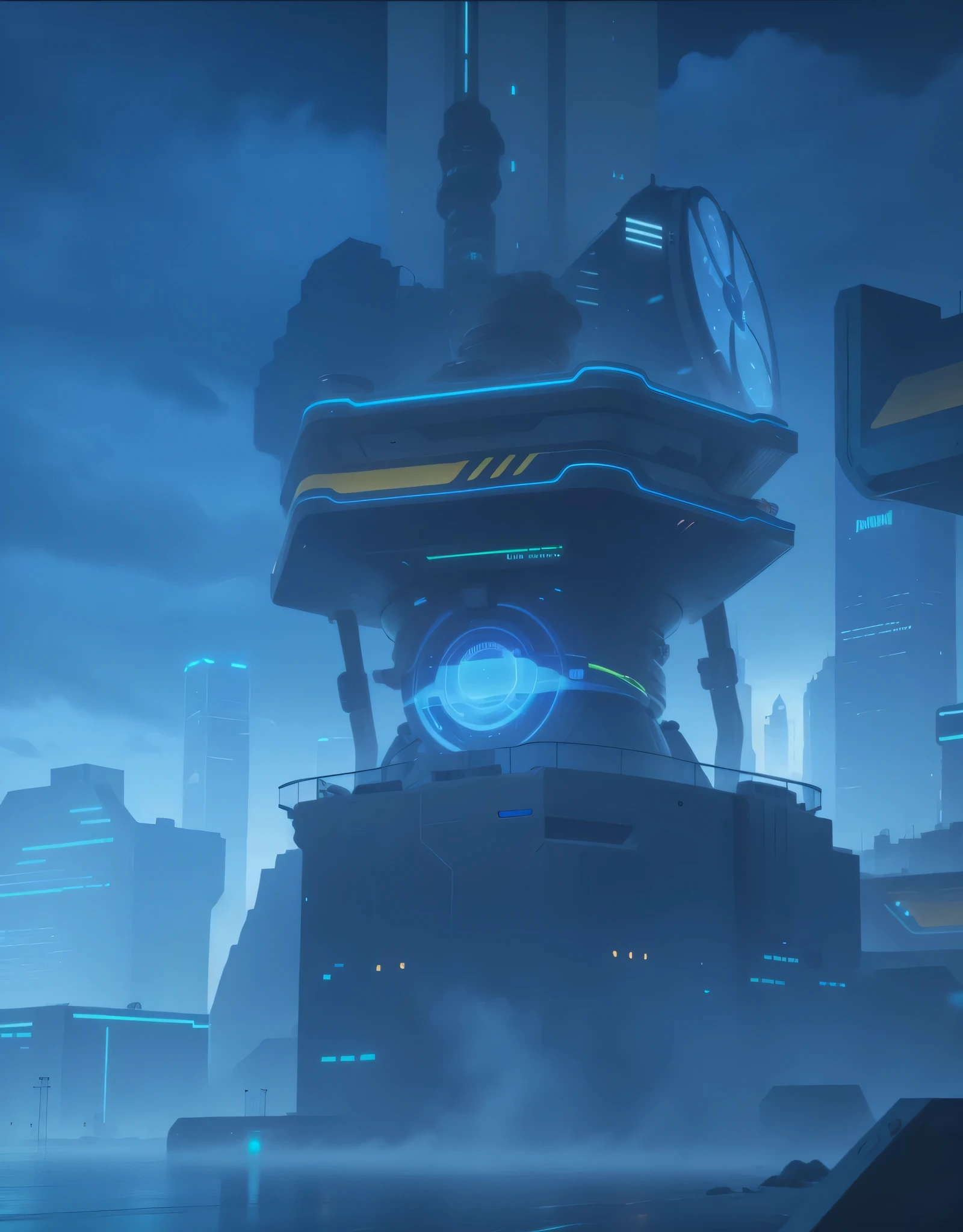 futuristic city, With circular energy matrix, Futuristic Cyberpunk 2077, --automatic