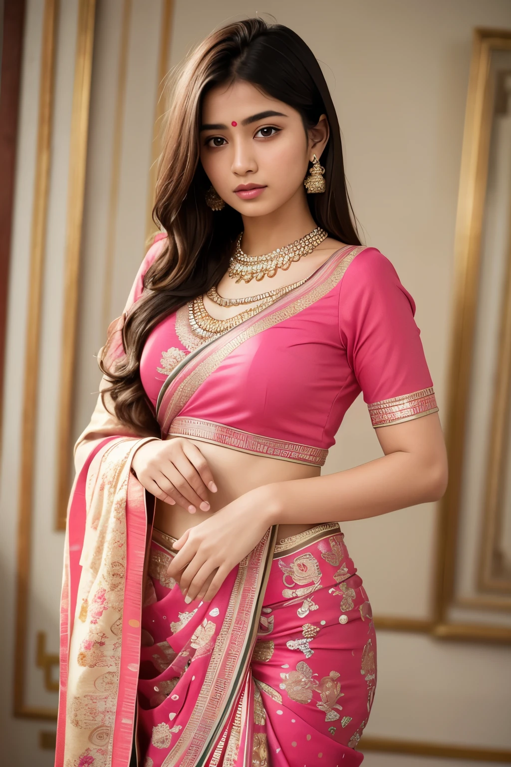(Masterpiece: 1.1), (Best quality: 1.0), Ultra-detailed, 1 girl, aged 14, from India, wearing traditional Indian attire, showing her hands in front of a vintage Indian backdrop,
(Realistic: 1.2), (Photo-realistic: 1.15), High definition, 1 cute girl, aged 14, from India, wearing a colorful Indian saree or salwar kameez, displaying her hands against the soft, textured fabric,
(8K, best quality, masterpiece: 1.0), (Fine details: 1.2), Realistic rendering,