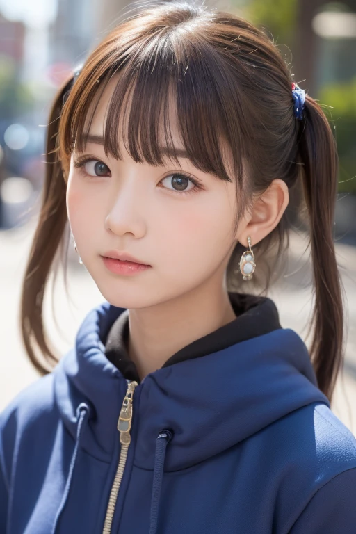 one girl, (a beauty girl, Delicate girl:1.3), (13 years old:1.3),
break, (Street view:1.2), (Winter clothes:1.2),
break, very fine resolution, (symmetrical eyes:1.3),
break, small breasts, brown eyes, parted bangs, brown hair, girl,
break, (Eye and face details:1.0), (get closer to the face, zoom in on the face, face focus:1.0),
break, (masterpiece, highest quality, super detailed, detailed face, 8K)、From above、earrings、twin tails、blush your cheeks、embarrassed expression、I'm embarrassed、