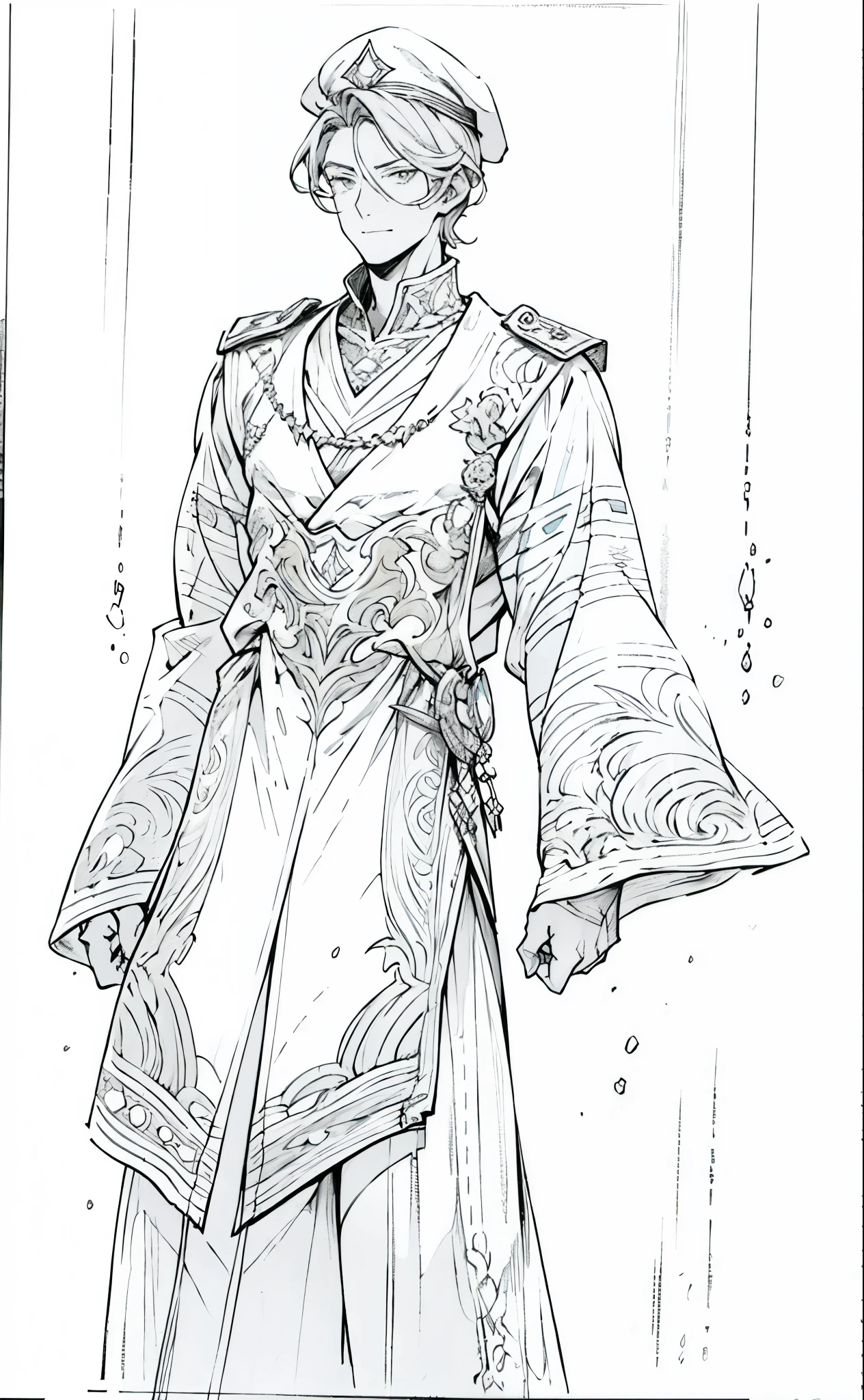 A young man wearing a scholar's square cap, clear and bright eyes, a dignified and refined face, a friendly smile, short hair is peeking out the cap, tall and slender figure, a fantasy-style scholar's long robe coat with a long hem, wide sleeves, loose trousers, bathed in sunlight amidst the gentle breeze of the woods, this character embodies a finely crafted fantasy martial arts-style scholar in anime style, exquisite and mature manga art style, high definition, best quality, highres, ultra-detailed, ultra-fine painting, extremely delicate, professional, perfect body proportions, golden ratio, anatomically correct, symmetrical face, extremely detailed eyes and face, high quality eyes, creativity, RAW photo, UHD, 32k, Natural light, cinematic lighting, masterpiece-anatomy-perfect, masterpiece:1.5