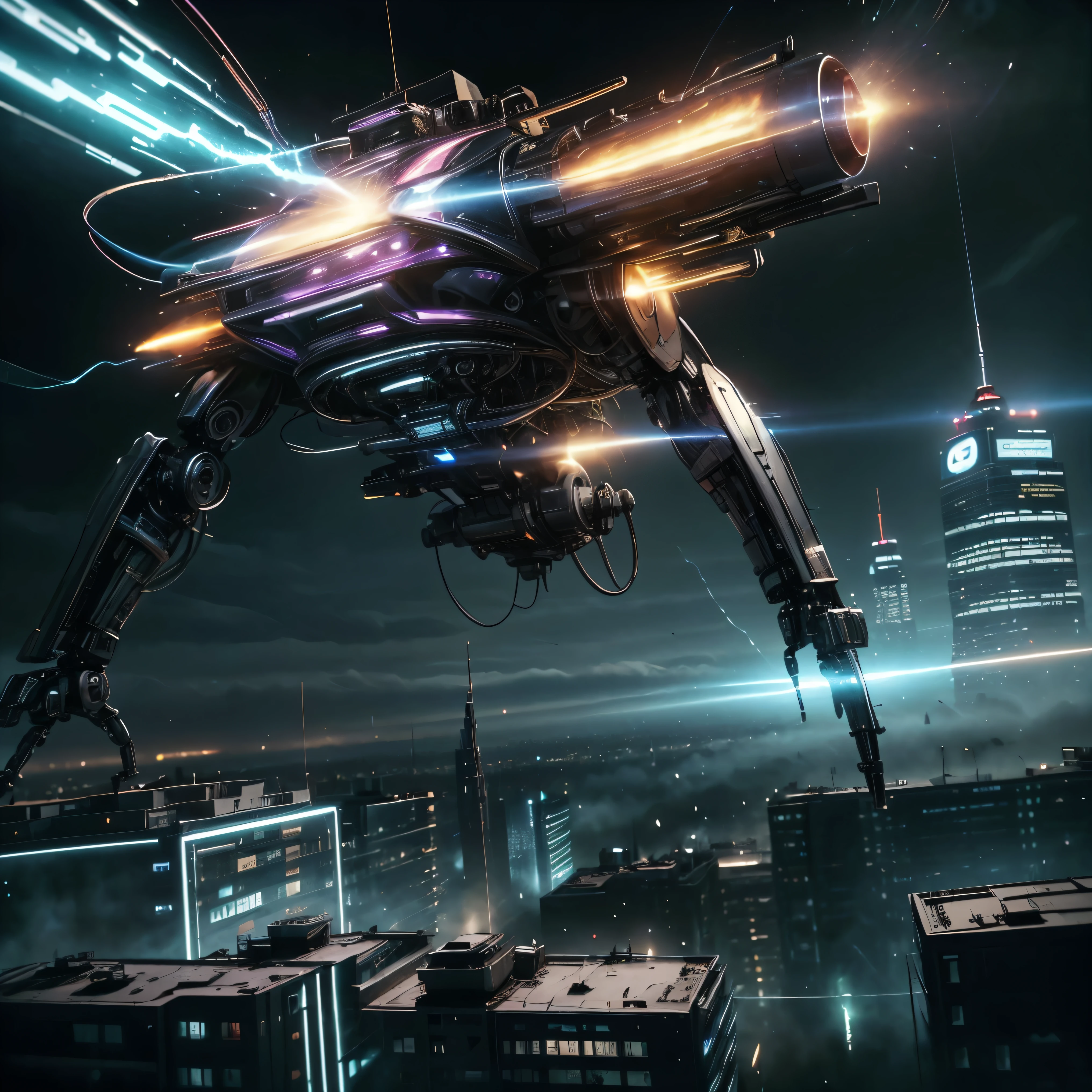 (highest quality、4k、8k、High resolution、masterpiece: 1.2)、Super detailed、(real、photorealistic、photorealistic: 1.37)、SF、beautiful young woman、bounty hunter、Cybernetic Weapons、cyberspace、High Tech City、Shining neon lights、((futuristic fashion))、((Skin-tight pink metallic outfit))、mythical creatures、intense action、Fast-paced、Exciting soundtrack、explosion、Advanced technology、Sharp contrast、Gritty atmosphere、Black Market Trading、Skyline at night、Steampunk elements、Laser gun combat、Hidden Alley、hovering drone、Enhanced Vision、The unforgiving metropolis、Cybernetic Implants、Secret organizationysterious Informant、High Speed Chase、Impressive acrobatics、Colorful holograms、Urban Exploration、Navigating Virtual Reality、A diverse and multicultural society、Dystopian society、 Crowded city street、hall々A high-rise building、Android Companion、Illegal cybernetic modifications、A heart-pounding adrenaline rush、Heroic determination