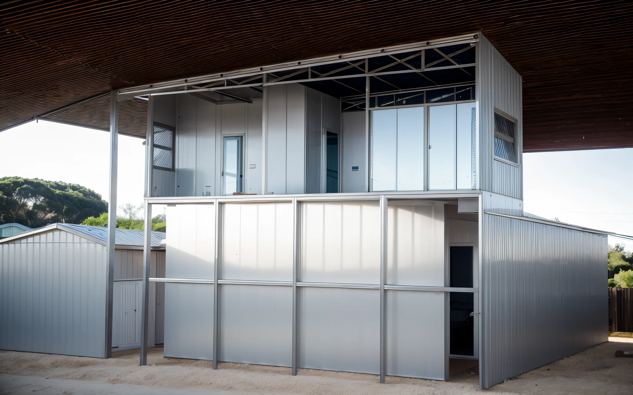 renovated steel box frame house, Heat-resistant corrugated iron roof, closed drop ceiling