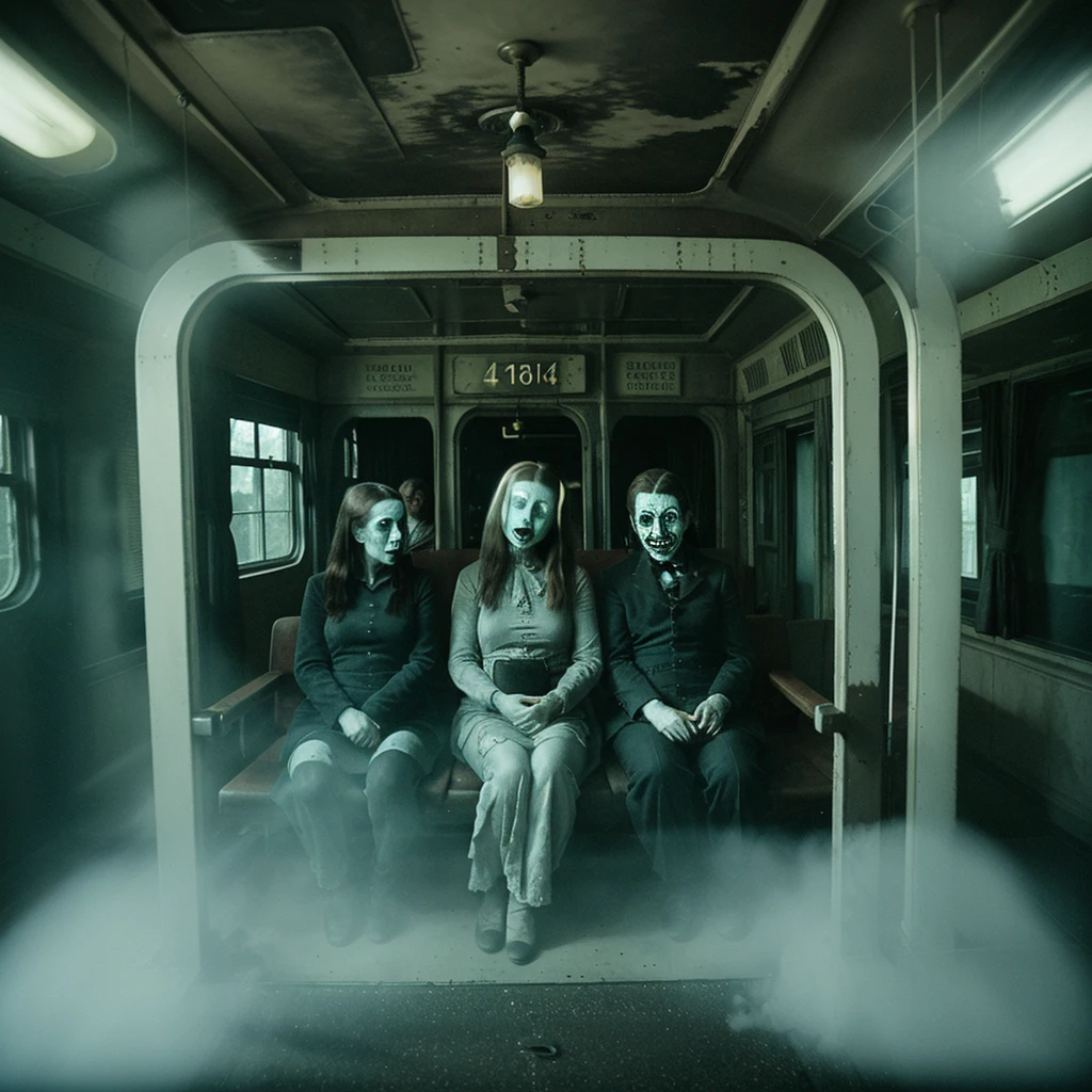 A haunted train in which all the ghosts are sitting