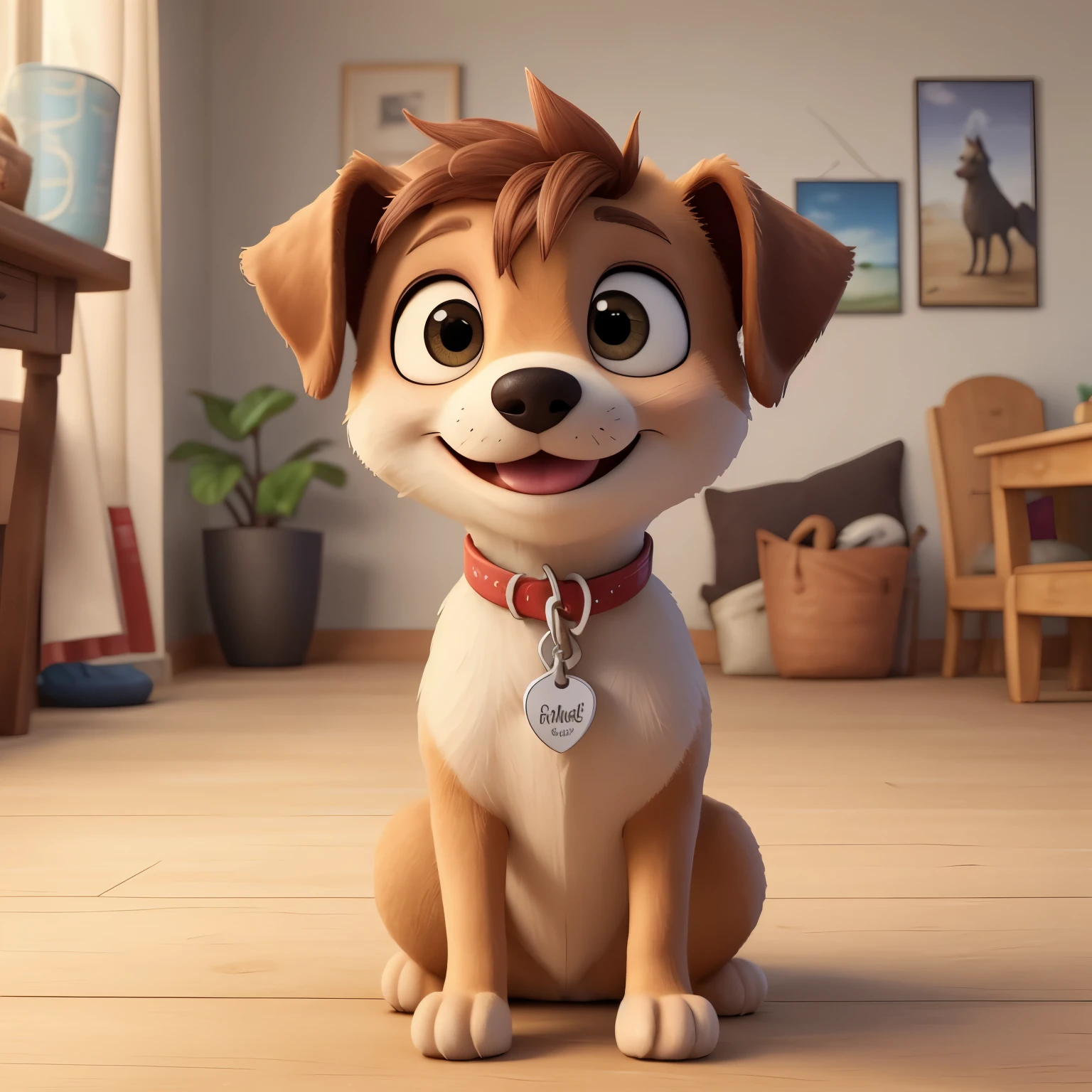 masterpiece,cute puppy, Big eyes、Pixcer puppies、cute stuffed animals, I am sitting、I'm expecting food、open your mouth、Wagging his tail happily、Clear skies、Wide field、fantasy、highest quality, masterpiece, UHD, masterpiece, curate, anatomically correct, super detail, retina, high details, high quality, award winning, best quality, 8k, 4K