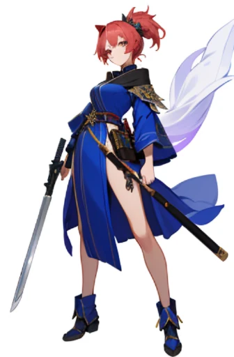 masterpiece, high detail, full body, An adult female, high fantasy outfit, Take the weapon, looking at viewer, stand posture, tachi-e, 4K, (((white background))),