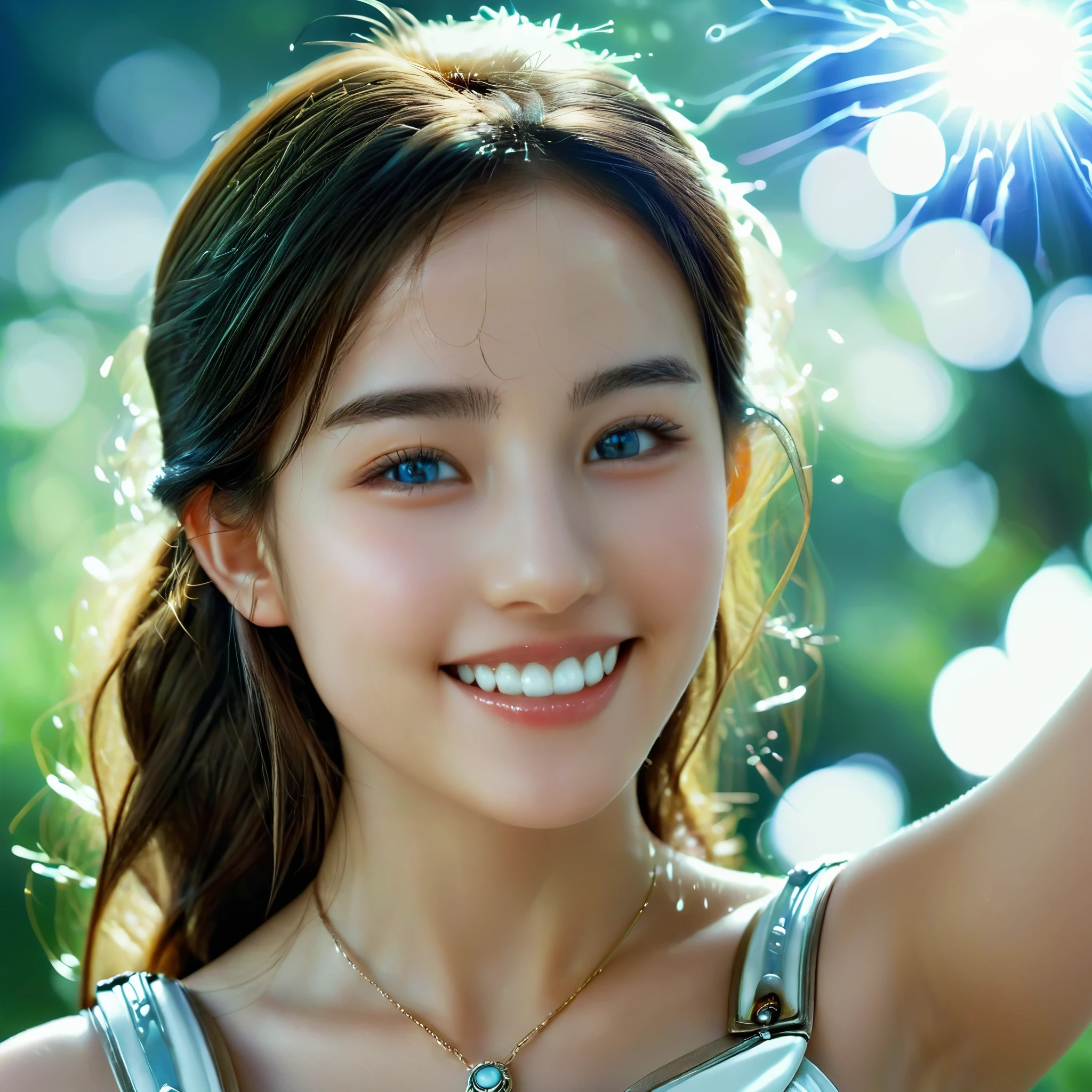(best quality,4k,8k,highres,masterpiece:1.2),ultra-detailed,(realistic,photorealistic,photo-realistic:1.37),Official art, (1 beautiful teenage Italian girl:1.1), (wearing detailed white armor with beautiful fractal or marble design:1.3), (seductive smile:1.1), (captivating smile1.2), ((High quality)), ((Detailed)), ((Fantasy)), Blue Plasma Brain, Green Plasma Body, Vulgarity, beutiful breast, obscenity, (Lewd smile:1.2), coarse, Obscene, mean, (raunchy:1.2), (Immoral:1.2), Lachish, (small breasts with beautiful raised areolas:1.3), (Cameltoe), (Expression of ecstasy:1.2), (Incredibly beautiful nature background:1.6), (18 years old:1.5), (Sexy and glamorous:1.1), (A coquettish expression:1.1), (seductively smiling:1.1), (Full body), (erotic posing:1.5), (showing her armpit:1.4), Beautiful seductive face, Portrait, (Thick eyebrows:0.7), (detailed large iridescent eyes:1.4), Beautiful eyes with fine symmetry, Intimate face, (ultra detailed skin texture:1.1), pale skin, Perfect Anatomy, (Beautiful toned body:1.1), Hair Bow, (Moist skin:1.2), no makeup, dark circles, Focus Face, good-looking, (Emilia Clark:0.6) (Emma watson:0.3),(Jennifer Connelly:0.4), (sensual face:1.3), Elegant face, Dolce, (Around her neck is a simple necklace of exquisite workmanship), (Bioluminescence with brilliant brilliance:1.3), (Luminous magic circle:1.2), Shining majestic cloud masses and sky, lightning bolt, Epic Realistic, (Greg Rutkowski:0.2), (teal and orange:0.4), (Art Station:1.5), Cinematic, (nfsw:1.3), Hyper Detailed, natural Lighting, (Intricate details:1.1),