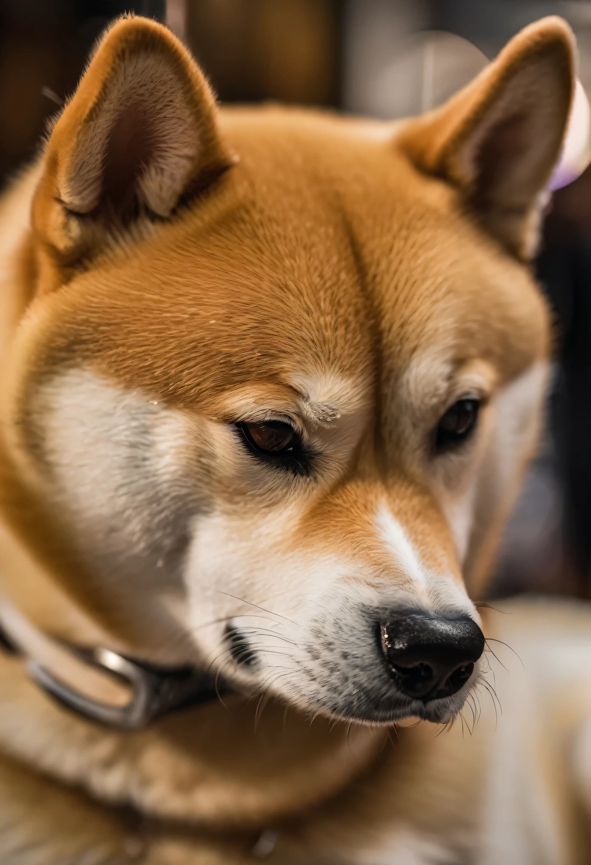 An ultra detailed photo of shiba inu in a barbar, ultra sharp focus, award winning photo, perfect contrast, high sharpness, ultra detailed photography