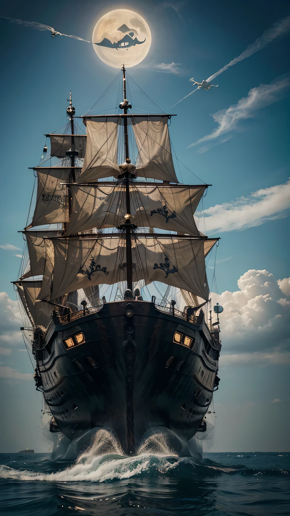 Ghost Leviathan pirate ship, best quality, 4k