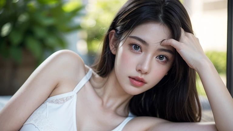 masutepiece, The highest image quality, High quality, Beautiful woman, A Japanese Lady,17-year-old female, Detailed, Detailed eyes, Detailed skin, Beautiful skin, 超A high resolution, (reality: 1.4),Very beautiful, Slightly younger face, Beautiful skin, slender, (Ultra photo realsisim), (hight resolution), (8K), (Very detailed) (beautifully detailed eyes), (super detailed), T-shirt, (Detailed face), view the viewer, Fine details, Detailed face, Smiling, Staring straight ahead, Staring straight ahead, angle from waist up, photos realistic, Bright lighting, Professional Lighting, Mature Woman, Brown hair, Straight shoulder-length hair swaying in the wind, long stylish bangs,