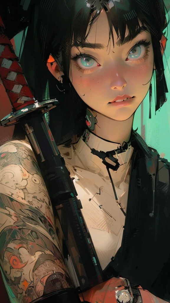 Ultra high-quality, Ultra detailed, ultra high definition, perfect, symmetrical, cyberpunk outfit, neon lighting