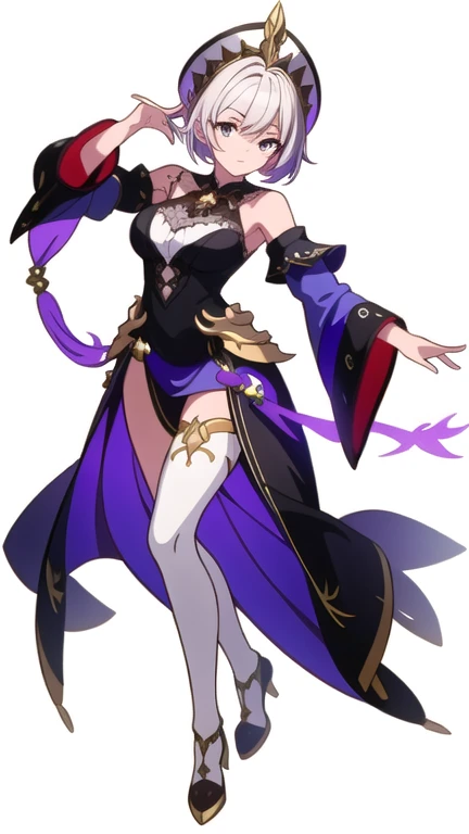 (((Best Quality))) , ((full body)), An adult female, reference sheet, solo, (white background), high fantasy outfits,