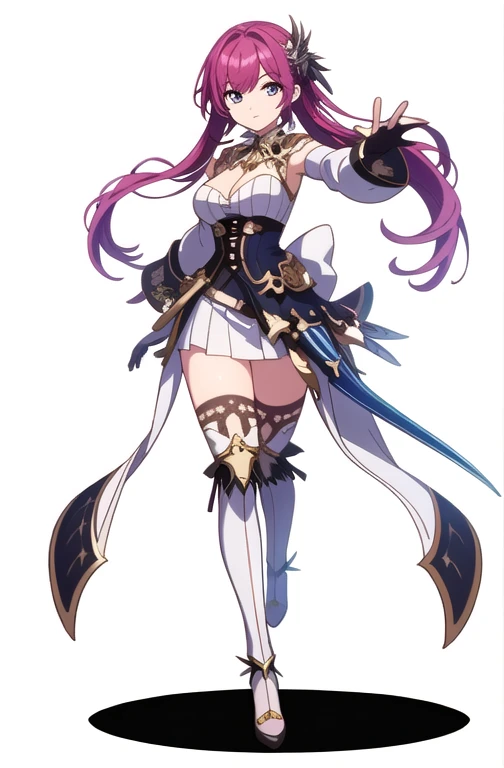 (((Best Quality))) , ((full body)), An adult female, reference sheet, solo, (white background), high fantasy outfits,