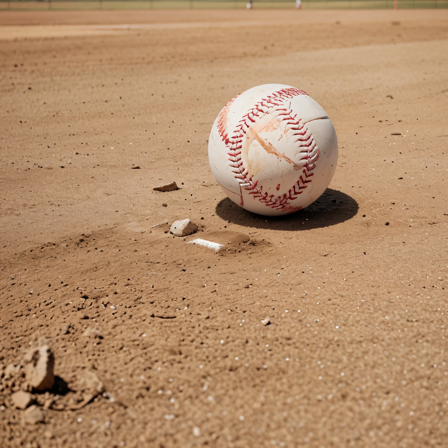 A baseball that has been hit by a batter from the ground with an initial velocity of 20 m/s at an angle of 30 degrees above the horizontal.