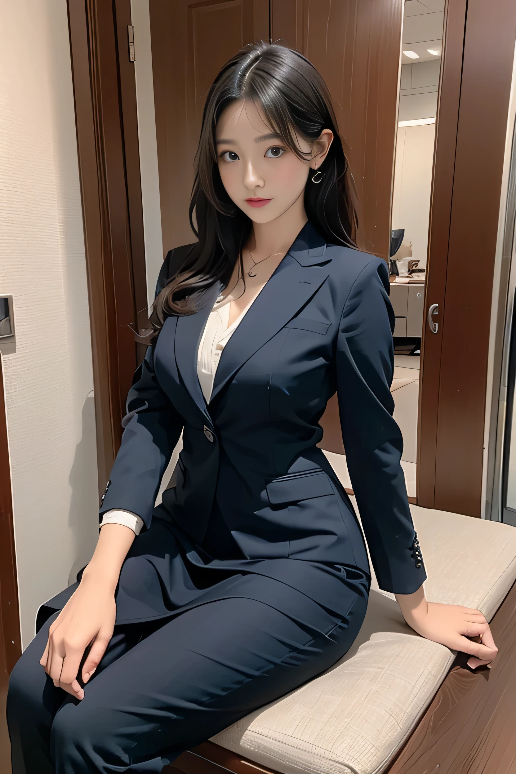 table top, best quality, very detailed, in detail, highest resolution, In 8K, Complete dynamic configuration, beautiful and delicate eyes, natural lip, (business suit , office)、Full Body Sbian 、chubby