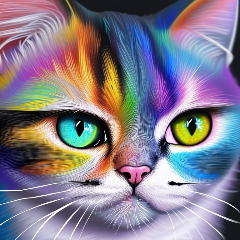 painting of a cat with a colorful face and eyes, cat. digital painting, beautiful art uhd 4 k, 4k highly detailed digital art, digital painting highly detailed, 4k detailed digital art, detailed painting 4 k, highly detailed digital painting, highly detailed digital art, beautiful digital artwork, stunning digital painting, adorable digital painting, colorful digital painting