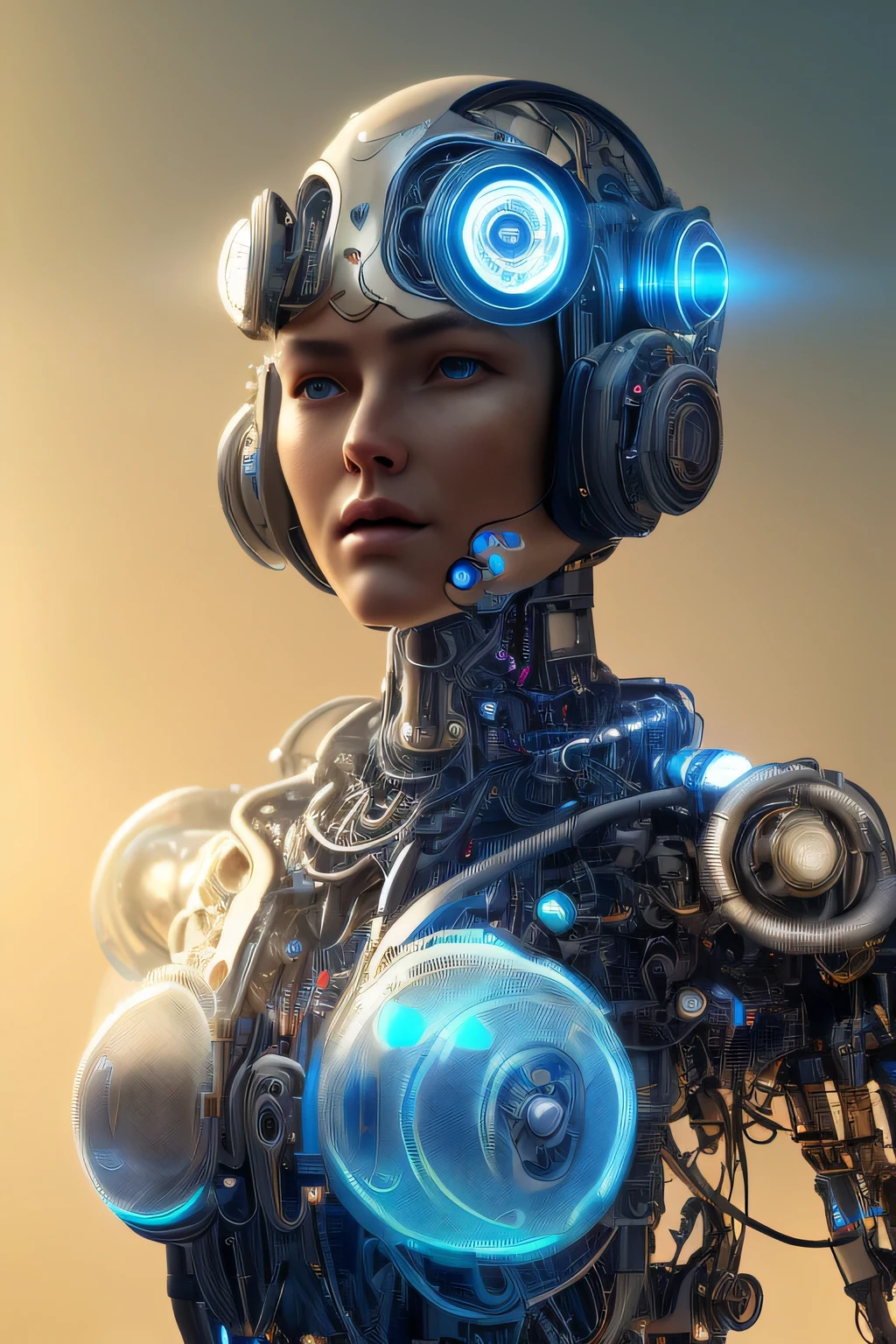 full body cyborg| full-length portrait| detailed face| symmetric| steampunk| cyberpunk| cyborg| intricate detailed| to scale| hyperrealistic| cinematic lighting| digital art| concept art| mdjrny-v4 style