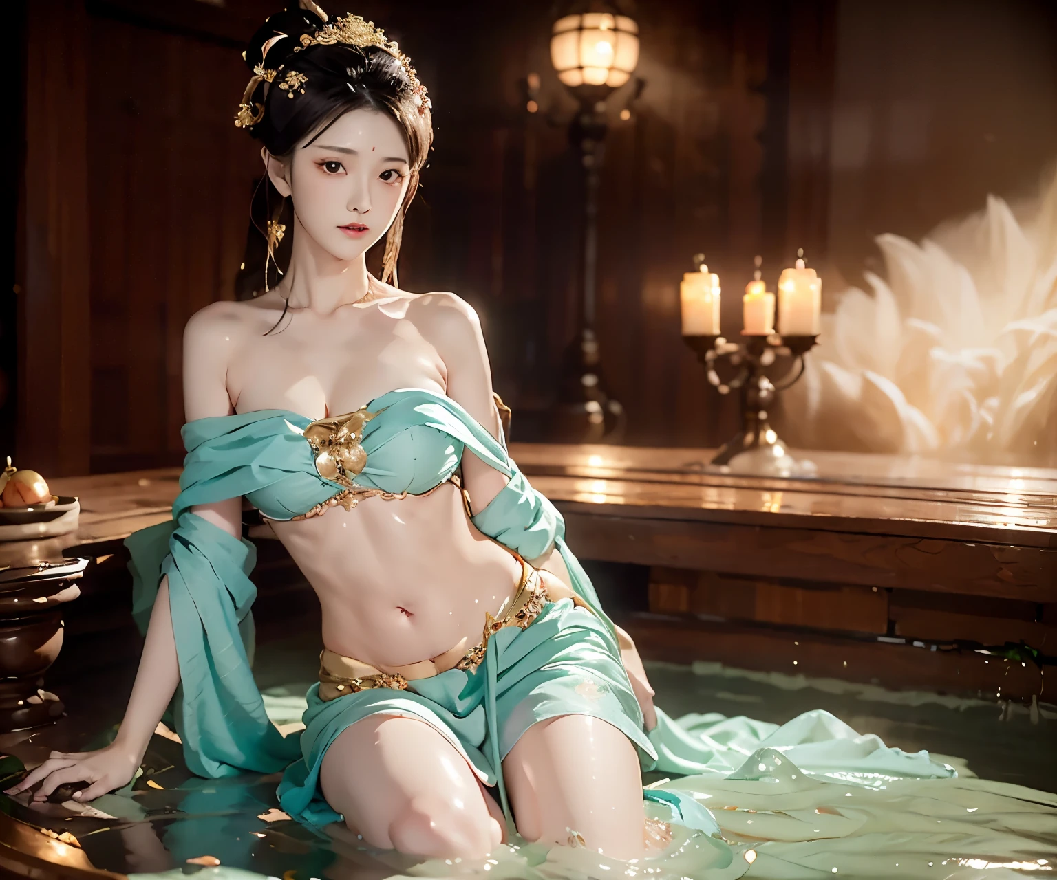 a woman in a pink panties transparent, semi nude, holding a staff surrounded by animals, a beautiful fantasy empress, ((a beautiful fantasy empress)), goddess. extremely high detail, earth goddess mythology, gorgeous goddess of leo, beautiful fantasy art, very beautiful fantasy art, goddess art, goddess of love and peace, beautiful animal pearl queen, beautiful goddess, celestial goddess, amazing fantasy art, masterpiece, best quality:1.2),,(8k,highres,RAW photo,realistic,photo-realistic:1.3),(detailed skin texture,detailed cloth texture,beautiful detailed face:1.25),professional lighting,photon mapping,beautiful soft light,radiosity,physically-based rendering,raytracing, model shoot style, model shoot style, (extremely detailed CG unity 8k wallpaper), full shot body photo of the most beautiful artwork in the world