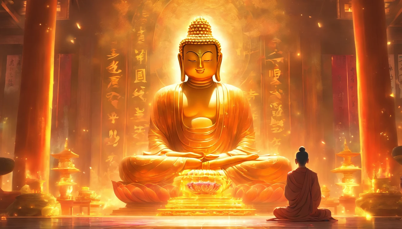 ,masterpiece, highest quality,8K, ultra high resolution,In the quiet pagoda,Weak morning light reflection。A huge Buddha statue stands tall in the center of the hall,Breathing life into it,Every detail has been carefully carved by an artist。The Buddha statue is solemnly seated in the lotus position.,An atmosphere of holiness permeates them.。Light of the sun, Coming in through the upper window, Casts mottled light and shadow,The whole venue is illuminated with peace.。
The Buddha statue is majestic,Distinctive details give a realistic and dynamic impression。Buddha's eyes shone brightly,You seem capable., Seeing through the world's difficulties。The texture of the fingertips is expressed by careful hand carving.、calm posture,Cultivate a Meditative Sense of Non-Attachment。The golden robe caught the light and shone softly.,it was, Like a heavenly glow。
A group of devout believers gathered around the temple,They were in awe, Worshiping a Buddha statue,Kneel on the floor and ponder the scriptures。Her figure is enveloped in a warm light,The outline is clearly visible。The walls of the venue are covered with colorful prayer flags.,Swaying in the wind,Gives the whole room a mysterious and luxurious feel。。