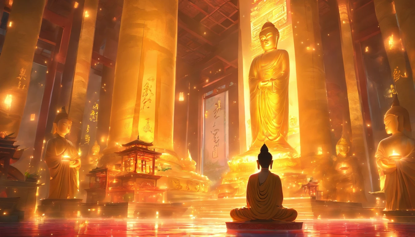 ,masterpiece, highest quality,8K, ultra high resolution,In the quiet pagoda,Weak morning light reflection。A huge Buddha statue stands tall in the center of the hall,Breathing life into it,Every detail has been carefully carved by an artist。The Buddha statue is solemnly seated in the lotus position.,An atmosphere of holiness permeates them.。Light of the sun, Coming in through the upper window, Casts mottled light and shadow,The whole venue is illuminated with peace.。
The Buddha statue is majestic,Distinctive details give a realistic and dynamic impression。Buddha's eyes shone brightly,You seem capable., Seeing through the world's difficulties。The texture of the fingertips is expressed by careful hand carving.、calm posture,Cultivate a Meditative Sense of Non-Attachment。The golden robe caught the light and shone softly.,it was, Like a heavenly glow。
A group of devout believers gathered around the temple,They were in awe, Worshiping a Buddha statue,Kneel on the floor and ponder the scriptures。Her figure is enveloped in a warm light,The outline is clearly visible。The walls of the venue are covered with colorful prayer flags.,Swaying in the wind,Gives the whole room a mysterious and luxurious feel。。