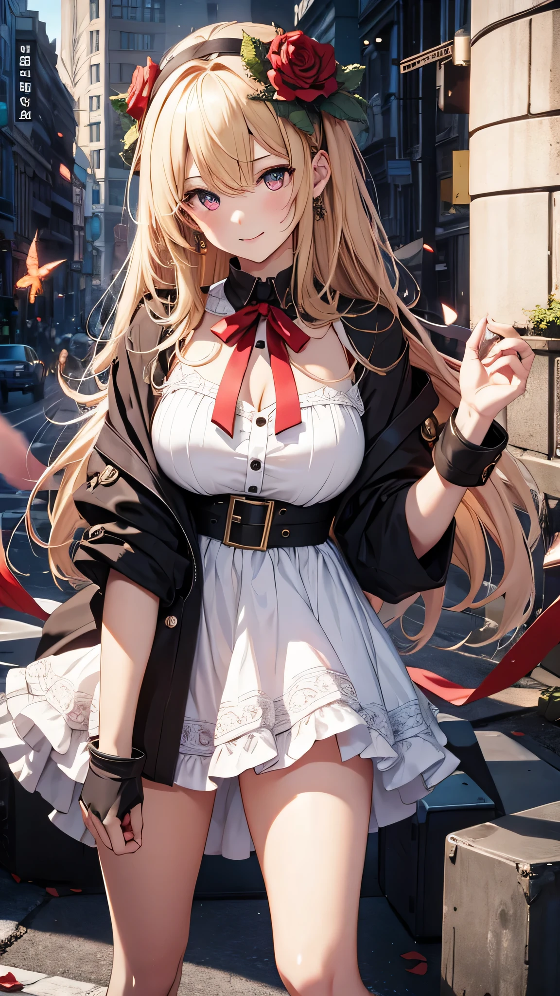 master piece,best quality,ultra detailed,8k, ambient light,realistic skin,glossy skin, 
（kitagawa marin, 1girl, blonde hair, long hair, multicolored hair, red eyes, jewelry, earrings, piercing, , white shirt, tied shirt, black choker, plaid skirt）、
(from below：1.3)、（heavy wind：1.3)、（skirt tug）、inner thigh、
（the body is very wet：1.3）、Her clothes are see-through and her red underwear is visible、（His shirt is unbuttoned, revealing his red underwear.：1.3）、constriction、（delicate body：1.3）、small bust、emphasizing the cleavage：1.3、 glossy lips、Slightly emphasize the lower lip、blush、embarrassed expression、 fantastic night sky、full moon、aurora、horizon、grassland