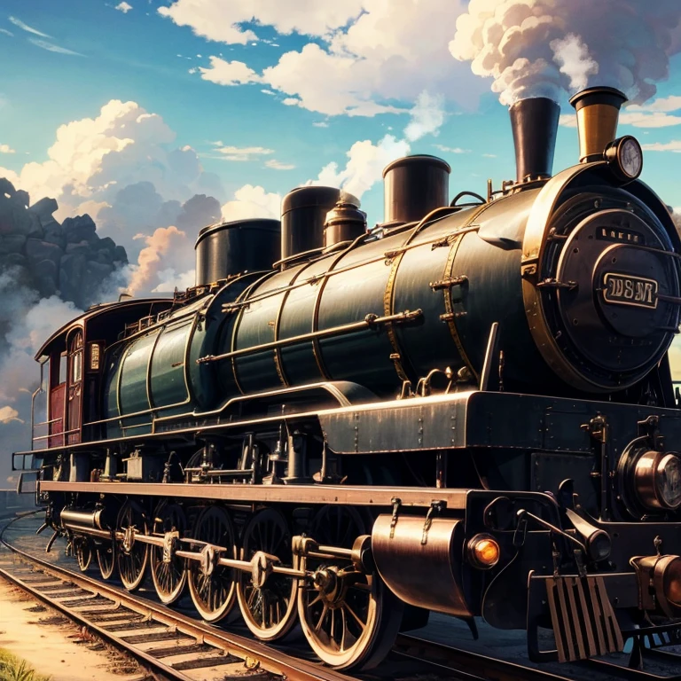 steam locomotive、On the roof、Beauty、機関車の屋上に立つBeauty、steampunk
