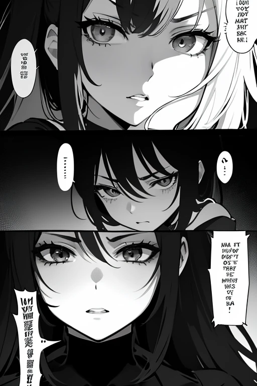 two girls , badly anger fighting, destruction, as manga comic anime, perfect anime, brutality, evil girl villain, expressions, 2-3 layers, B&W, highly detailed on eyes nose, hair lips,, perfectly manga, highly detailed face draw in perspective
