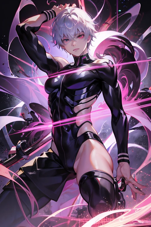 epic anime style, purple lightning, evil temperament, 18-year-old female shadow assassin, glowing black aura, shadow supervisor, handsome face, brilliant and majestic. Beautiful standard body and complete body structure. full body shot of a woman with lightning in his hand, an epic anime about a purple energy woman, in a battle stance with dark hair and glowing eyes looking at the viewer. Cool Gapmoe Yandere, menacing look, gintama's Hijikata Toushirou, inspired by Masanobu Okumura, the originator of the anime art style, Nobutaka Ike, the night war rages behind him. Highest image quality 8K, details everything 8K, god killer, with Excalibur sword lighting.
