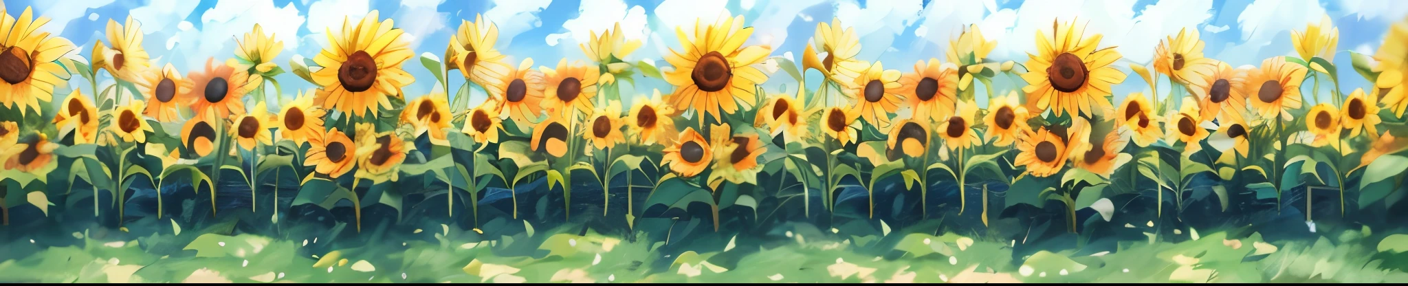 painting - sunflowers in the sun by linda vangsness, beautiful sunflower anime girl, sunflowers, crystallic sunflowers, sunflowers in the background, scene : sunflower field, scene: sunflower field, anime background, anime background art, on a sunny day, sunflower field, studio ghibli sunlight, sunny day time, painted in anime painter studio, field of sunflowers