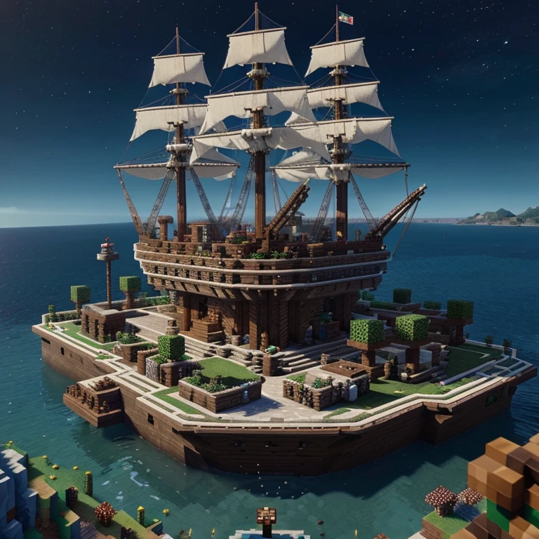 Minecraft Deepslate Dockyard with Mushroom Biome Inspired Ships